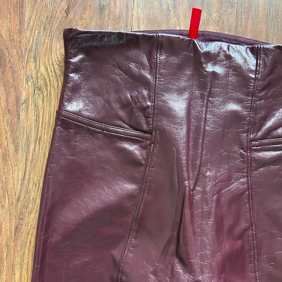 Spanx Burgundy Faux Leather Leggings - Picture 3 of 7